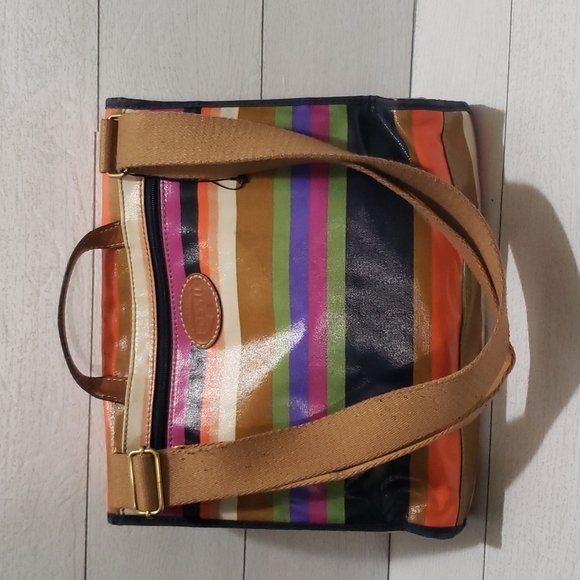 Fossil canvas coated multicolor striped crossbody messager bag - Picture 3 of 9